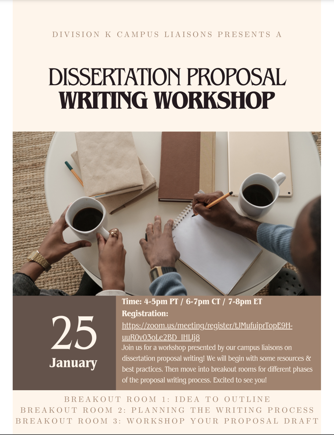 Dissertation Proposal Writing Workshop this THURSDAY Jan.25